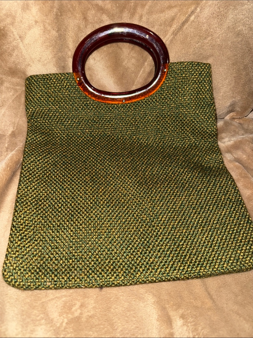 VINTAGE JR Miami 60s Wool Green Handbag